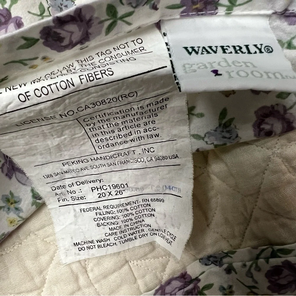 1 Waverly Garden Room Sham Lilac Standard Pillow Shabby Ruffle 26x20 Purple Case
